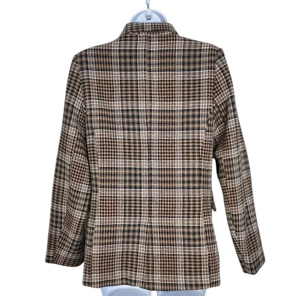 Deluc Maverick Blazer Plaid Oversized Preppy Coat Brown tan Black Large - Picture 11 of 14
